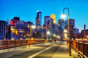 Downtown Minneapolis, Minnesota At Night Time